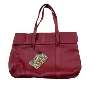 Vintage Bugatti Burgundy Red Genuine Leather Shoulder Tote Handbag NWT USA -